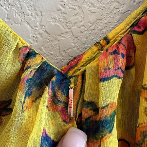 NWT MISA Los Angeles Cara Floral-Print Ruffle Smocked Top in Grand Canary Yellow - Picture 11 of 14